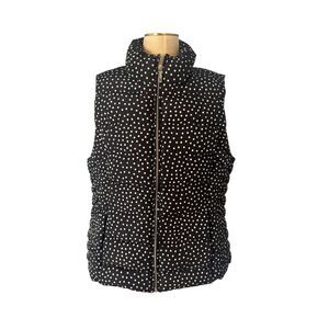 Tommy Hilfiger Womens Full Zip Polka Dot Insulated Vest Black White XL NWOT